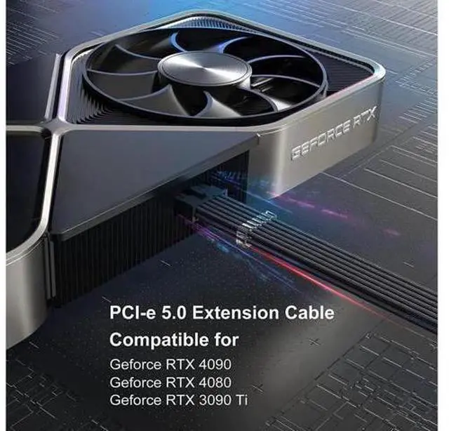 Alt view image 4 of 6 - PCI-e 5.0 Extension Cable, RTX 4090 4080 16Pin(12+4) Male to 4x8Pin Female 12VHPWR Cable PCIE GPU Power Sleeved Extender Cord Compatible for GeForce RTX 4090/4080/4070Ti/3090Ti (14inch, Black)