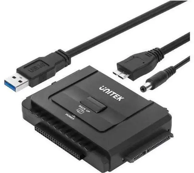 Main image of Unitek USB 3.0 to IDE & SATA Converter External Hard Drive Adapter Kit for Universal 2.5/3.5 HDD/SSD Hard Drive Disk, One Touch Backup Function and Restore Software, Included 12V/2A Power Adapter
