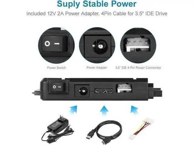 Alt view image 5 of 7 - Unitek USB 3.0 to IDE & SATA Converter External Hard Drive Adapter Kit for Universal 2.5/3.5 HDD/SSD Hard Drive Disk, One Touch Backup Function and Restore Software, Included 12V/2A Power Adapter