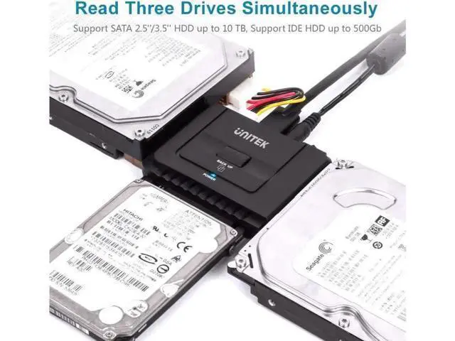 Alt view image 7 of 7 - Unitek USB 3.0 to IDE & SATA Converter External Hard Drive Adapter Kit for Universal 2.5/3.5 HDD/SSD Hard Drive Disk, One Touch Backup Function and Restore Software, Included 12V/2A Power Adapter