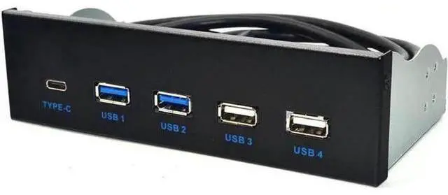 Alt view image 4 of 5 - 5.25 Inch USB 3.1 GEN2 Front Panel USB Hub 2 Ports USB 3.0 + 2 Ports USB2.0 + 1 Port TYPE-C with TYPE-E Connector for Desktop PC
