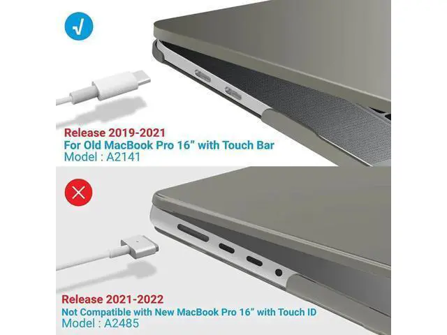 Alt view image 5 of 7 - Compatible with MacBook Pro 16 Inch Case A2141 Release 2020 2019, Hard Shell Case with Keyboard Cover for Old Version Mac Pro 16" Matte Gray