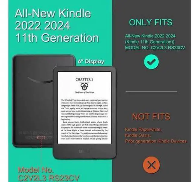 Alt view image 2 of 7 - Compatible with 6" New Kindle 11th Generation Case 2024/2022 Release, Lightweight PU Leather Hard Plastic Cover with Smart Auto Wake/Sleep for Amazon Kindle 11th Generation 2024/2022 Blue