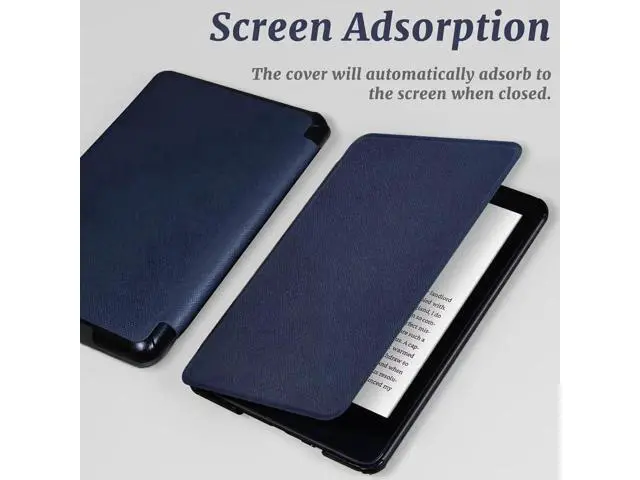 Alt view image 4 of 7 - Compatible with 6" New Kindle 11th Generation Case 2024/2022 Release, Lightweight PU Leather Hard Plastic Cover with Smart Auto Wake/Sleep for Amazon Kindle 11th Generation 2024/2022 Blue
