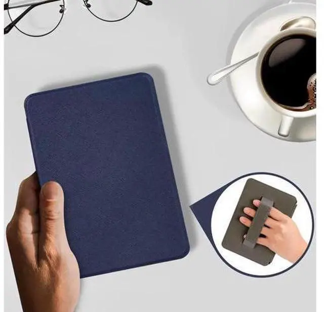 Alt view image 5 of 7 - Compatible with 6" New Kindle 11th Generation Case 2024/2022 Release, Lightweight PU Leather Hard Plastic Cover with Smart Auto Wake/Sleep for Amazon Kindle 11th Generation 2024/2022 Blue