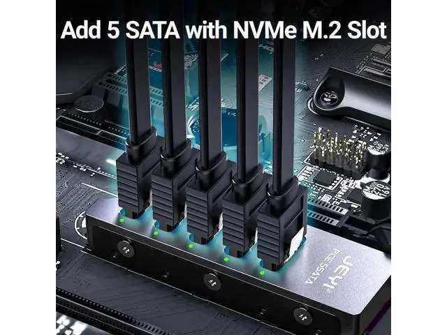 Alt view image 6 of 6 - NVMe M.2 to 5 Sata Adapter, Internal 5 Port Non-RAID SATA III 6GB/s NVMe Adapter Card for Desktop PC Support SSD and HDD