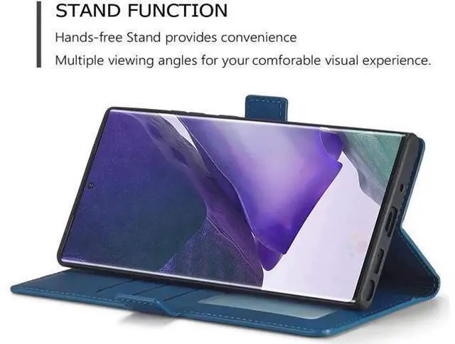 Alt view image 2 of 5 - Samsung Galaxy Note 20 Ultra 5G Case, Premium PU Leather Cover TPU Bumper with Card Holder Kickstand Hidden Magnetic Shockproof Flip Wallet Case for Samsung Galaxy Note 20 Ultra 5G Blue