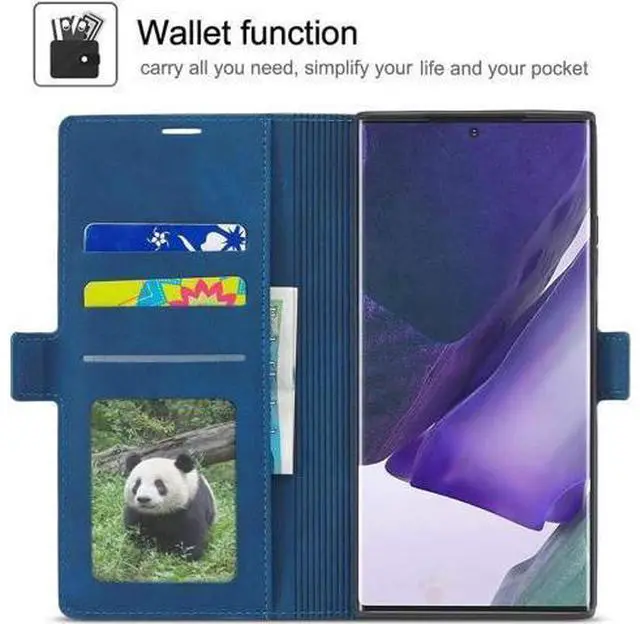 Alt view image 4 of 5 - Samsung Galaxy Note 20 Ultra 5G Case, Premium PU Leather Cover TPU Bumper with Card Holder Kickstand Hidden Magnetic Shockproof Flip Wallet Case for Samsung Galaxy Note 20 Ultra 5G Blue
