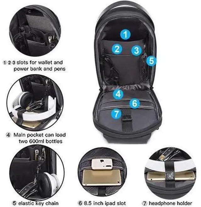 Alt view image 5 of 7 - Sling Bag, Waterproof Men Chest Bag Leather Shoulder bags Crossbody Sling Backpack Large Capacity Travel Messenger Bag