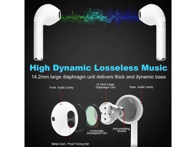 Alt view image 4 of 7 - Wireless Earbuds Bluetooth Headphones Stereo Earphone Built-In Mic with Charging Case Cordless Sport Headsets for AirPods iPhone X 8 7 plus 6 6s plus Android Samsung Galaxy