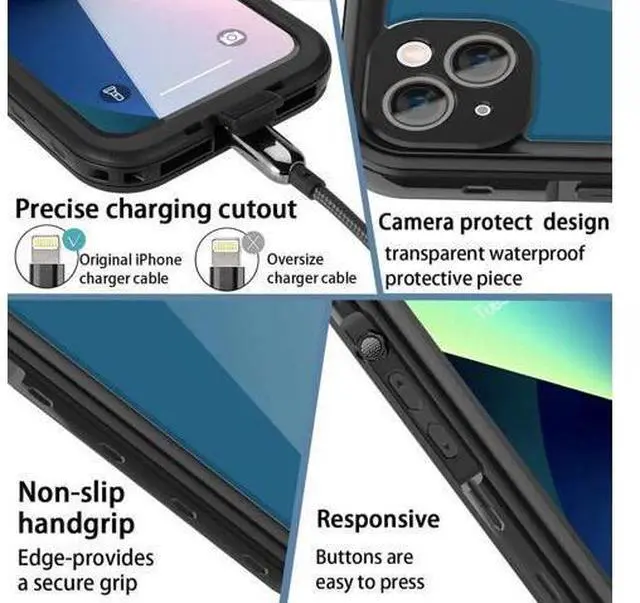 Alt view image 4 of 7 - iPhone 13 Mini Waterproof Case, Shockproof Underwater IP68 Case, with Built-in Screen Protector Full Body Rugged Protective Cover, for iPhone 13 Mini 5.4 inch