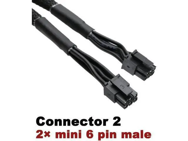 Alt view image 2 of 5 - Dual Mini 6 Pin to 8 Pin PCI Express Video Card Power Adapter Braided Sleeved Cable for Mac Pro Tower/Power Mac G5 15-inches(2Pack)