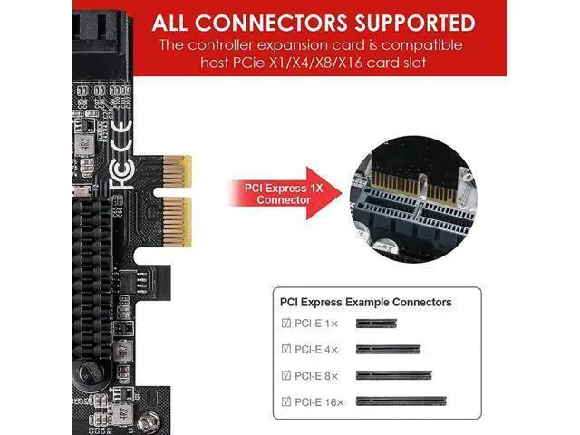 Alt view image 3 of 7 - PCIe to SATA Expansion Card 8 Port SATA Multiplier PCI Express X1 Controller SATA 3 HDD SSD Adapter PCI E SATA3 Riser for Mining