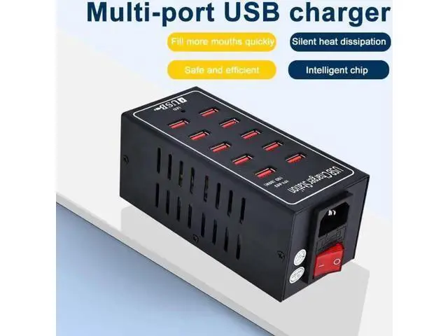 Alt view image 5 of 7 - 10-Port USB Charging Station, 10-in-1 Multi Port USB Charger for i-Ph-one13/14/15,60W Power Delivery Desktop Accessory with Intelligent Protection for Smartphones Tablet PC School Shopping Hotel Malls