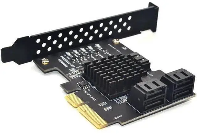 Alt view image 3 of 7 - PCIE PCI-E to 5 ports SATA 3.0 expansion Card 4X Gen 3 PCI express 5 SATA Adapter SATA 3 Converter with Heatsink for HDD