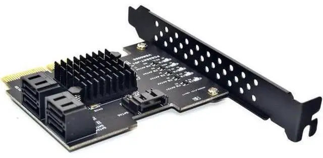 Alt view image 7 of 7 - PCIE PCI-E to 5 ports SATA 3.0 expansion Card 4X Gen 3 PCI express 5 SATA Adapter SATA 3 Converter with Heatsink for HDD
