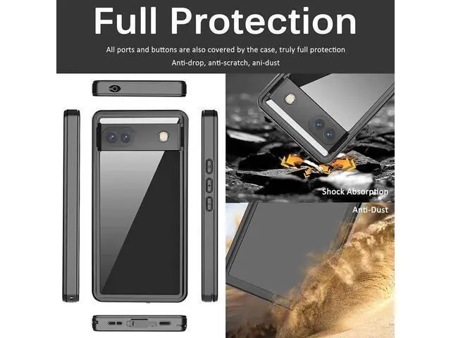 Alt view image 4 of 7 - Compatible for Google Pixel 7A Case Waterproof, Built-in HD Clear Screen Protector, 360 Degree Shockproof Dustproof Bumper, Full Protective Waterproof Case for Google Pixel 7A 2023