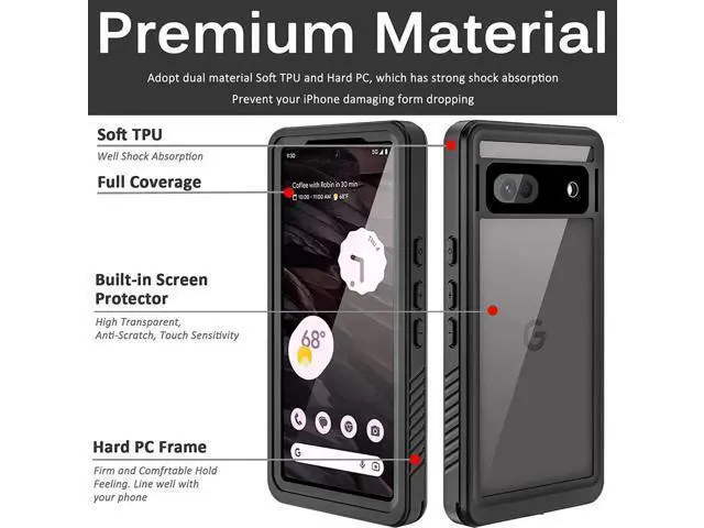 Alt view image 5 of 7 - Compatible for Google Pixel 7A Case Waterproof, Built-in HD Clear Screen Protector, 360 Degree Shockproof Dustproof Bumper, Full Protective Waterproof Case for Google Pixel 7A 2023