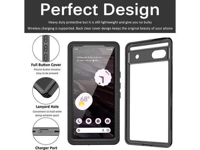 Alt view image 7 of 7 - Compatible for Google Pixel 7A Case Waterproof, Built-in HD Clear Screen Protector, 360 Degree Shockproof Dustproof Bumper, Full Protective Waterproof Case for Google Pixel 7A 2023