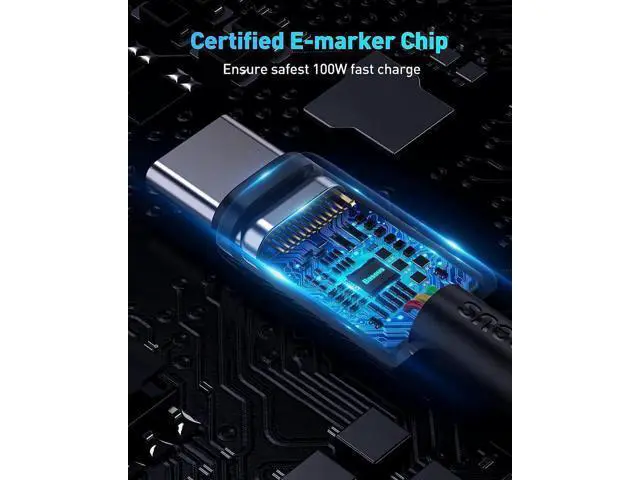 Alt view image 4 of 7 - USB C Cable, Baseus 100W PD 5A QC 4.0 Fast Charging USB C to USB C Cable, Zinc Alloy Nylon Braided Type C Data Cable for Samsung S21 S20+ S10 Note 10 iPad Pro MacBook Pro Google Pixel and more (6.6ft)