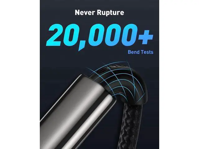 Alt view image 2 of 7 - USB C Cable, Baseus 100W PD 5A QC 4.0 Fast Charging USB C to USB C Cable, Zinc Alloy Nylon Braided Type C Data Cable for Samsung S21 S20+ S10 Note 10 iPad Pro MacBook Pro Google Pixel and more (6.6ft)