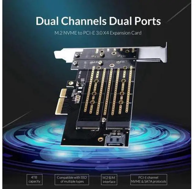 Alt view image 2 of 7 - PCI-E Express M.2 M B key Interface SSD M.2 NVME to PCI-E 3.0 X4 Gen3 Convert Card Support 2230-2280 Size Super Speed Card