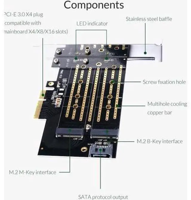 Alt view image 3 of 7 - PCI-E Express M.2 M B key Interface SSD M.2 NVME to PCI-E 3.0 X4 Gen3 Convert Card Support 2230-2280 Size Super Speed Card