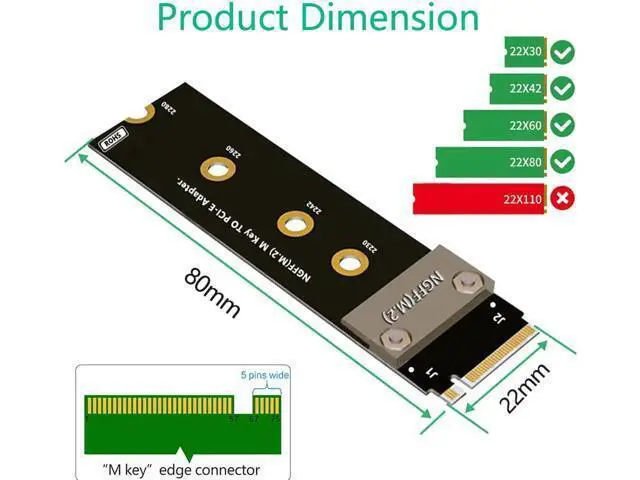 Alt view image 5 of 7 - Riser PCIe x4 3.0 PCI-E 4x To M.2 NGFF NVMe M Key 2280 Riser Card Gen3.0 Cable Extender M2 PCI Express Extension Cable 32G/bps