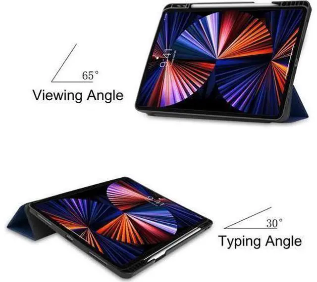 Alt view image 7 of 7 - iPad Pro 12.9 inch Case 2021 5th Generation with Pencil Holder, Slim Lightweight Trifold Stand Cover -- Pencil Charging + Auto Sleep/Wake -- Soft TPU Back Cover for New iPad Pro 12.9 2021