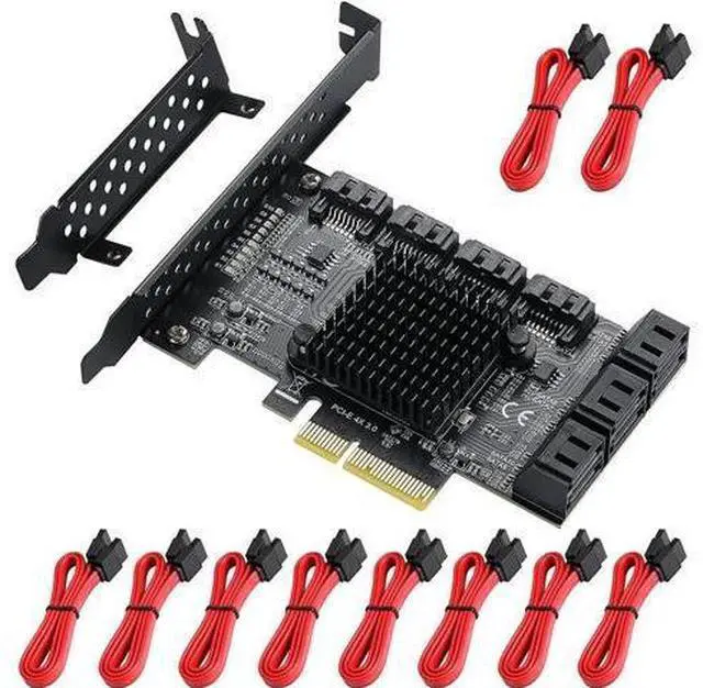 Main image of PCIe SATA Controller Card 10 Port with 10 SATA Cables and Low Profile Bracket - 6Gbps SATA 3.0 PCIe Card,Support 10 Port SATA 3.0 Devices