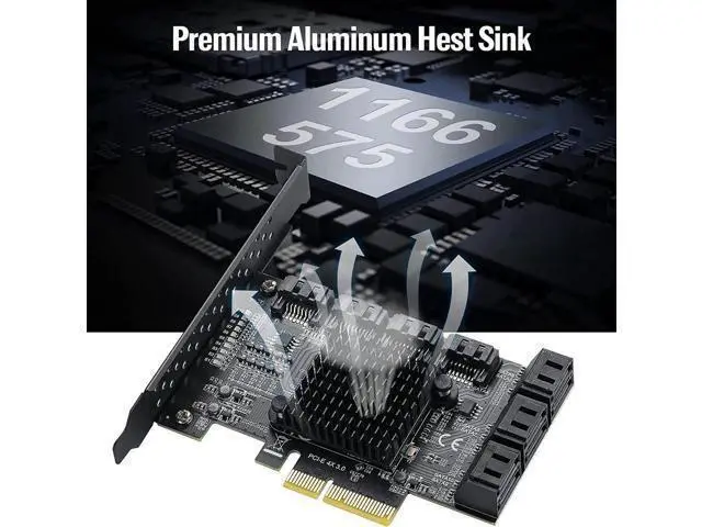 Alt view image 5 of 7 - PCIe SATA Controller Card 10 Port with 10 SATA Cables and Low Profile Bracket - 6Gbps SATA 3.0 PCIe Card,Support 10 Port SATA 3.0 Devices