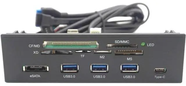 Main image of 5.25" Internal Card Reader Media Multi-Function Dashboard PC Front Panel Type-C USB 3.1 USB 3.0 Support CF XD MS M2 TF SD card reader smart