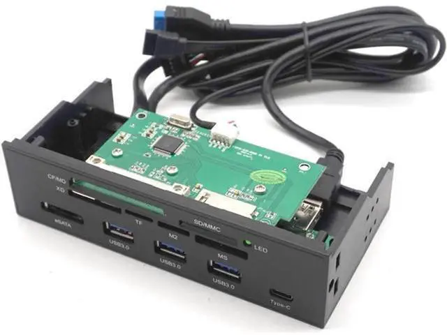 Alt view image 6 of 7 - 5.25" Internal Card Reader Media Multi-Function Dashboard PC Front Panel Type-C USB 3.1 USB 3.0 Support CF XD MS M2 TF SD card reader smart