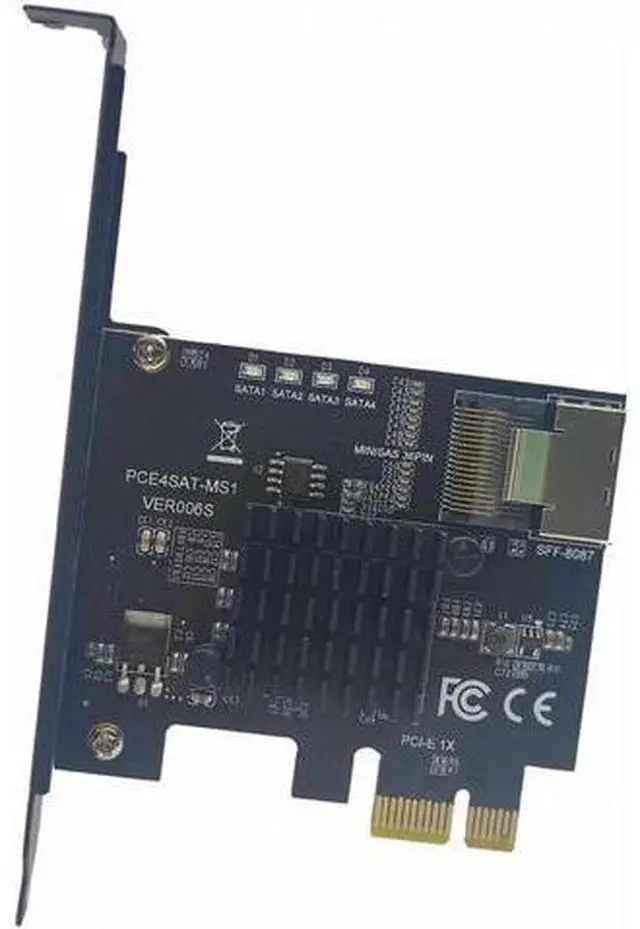Alt view image 2 of 6 - PCIE to Mini SAS SFF-8087 Expansion Card Support 4 Port SATA 3.0 6Gbps HDD SSD SFF8087 to PCI Express X1 Adapter SATA Controller N/A