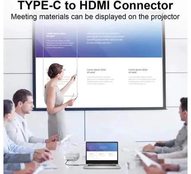 Alt view image 4 of 6 - USB C to HDMI Adapter, USB C Male to HDMI Female Cable HDMI to USB C Converter Compatible for MacBook, iPad Pro, Pixelbook, XPS, Galaxy, and More