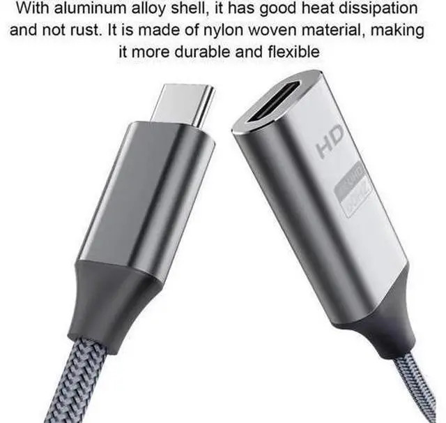 Alt view image 2 of 6 - USB C to HDMI Adapter, USB C Male to HDMI Female Cable HDMI to USB C Converter Compatible for MacBook, iPad Pro, Pixelbook, XPS, Galaxy, and More