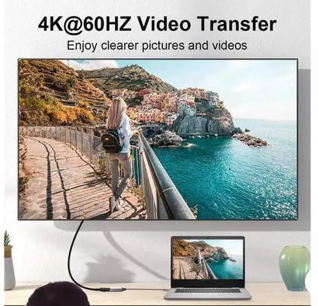 Alt view image 5 of 6 - USB C to HDMI Adapter, USB C Male to HDMI Female Cable HDMI to USB C Converter Compatible for MacBook, iPad Pro, Pixelbook, XPS, Galaxy, and More