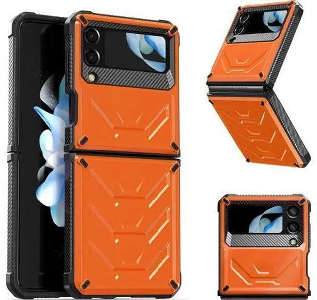 Main image of For Samsung Galaxy Z Flip 4 5G 2022 Case with Slide Camera Cover, Military Grade Heavy Duty Protective Armor Phone Case Shockproof Cover Orange