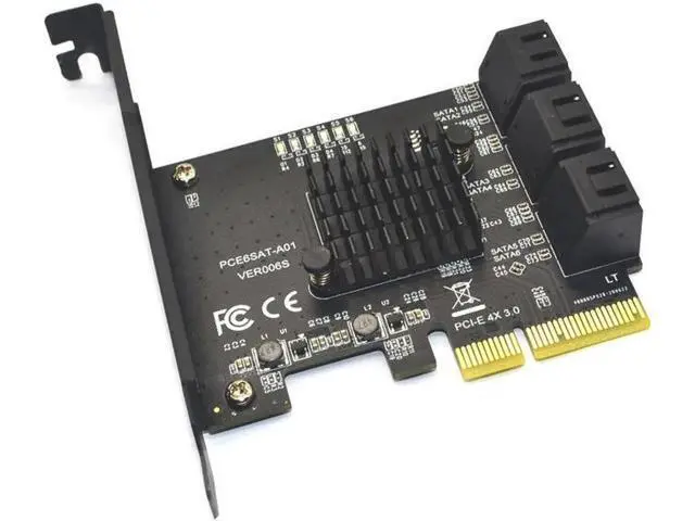 Alt view image 3 of 6 - PCIE PCI-E to 6 Ports SATA 3.0 PCI Express x4 Expansion Card 6 SATA3.0 PCIe PCI-e 6 Port SATA Controller for HDD ASMedia ASM1166