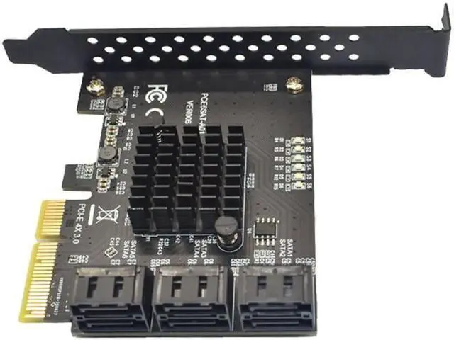 Alt view image 6 of 6 - PCIE PCI-E to 6 Ports SATA 3.0 PCI Express x4 Expansion Card 6 SATA3.0 PCIe PCI-e 6 Port SATA Controller for HDD ASMedia ASM1166