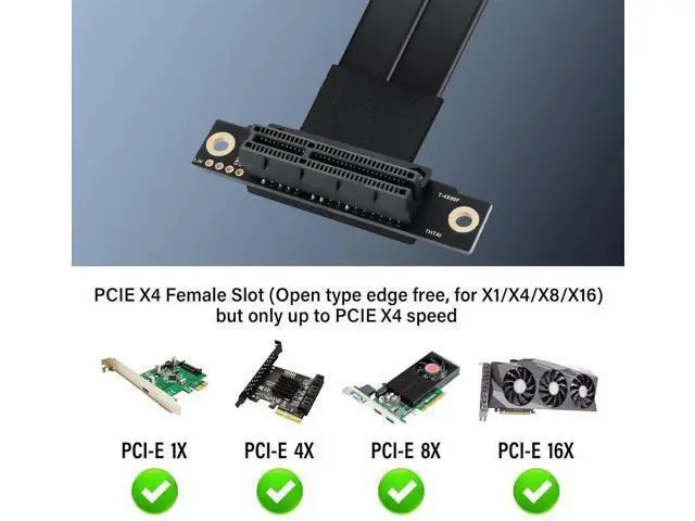 Alt view image 3 of 7 - PCIe 3.0 X4 Extension Cable 90 Degree PCI-E 4X Male to Female Riser Cable 20CM (90 Degree)