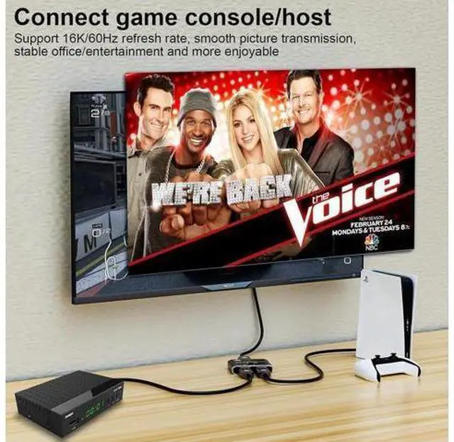 Alt view image 4 of 7 - 2 Port DisplayPort Switch, 16K@60Hz DP Switch Bi-Direction 8K@120Hz 4K@240Hz Displayport Splitter Converter for Multiple Source and displays 16K DP Video Converter
