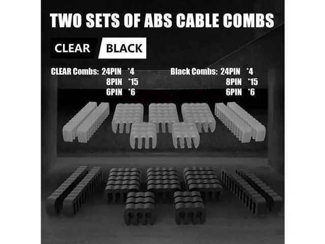 Alt view image 5 of 5 - PSU Cable Extension Kit 30CM Length with Two Sets of Cable Combs,1x24Pin/2x8Pin(4+4)/3x8Pin(6P+2P) PC Sleeved Cable for ATX Power Supply (Black)