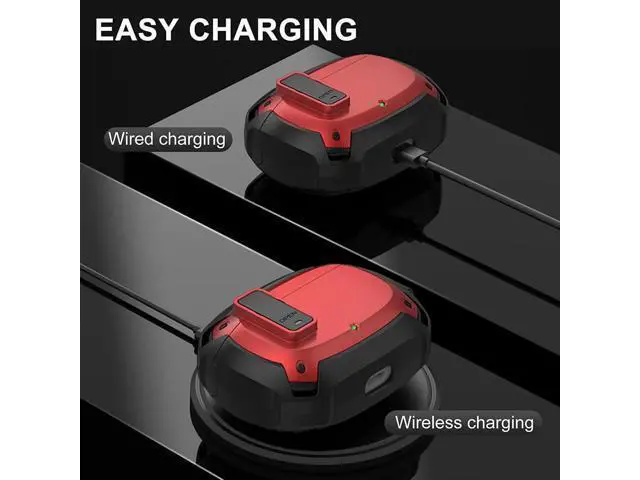Alt view image 2 of 6 - Beats Studio Buds Case Cover 2021, Secure Lock Hard Rugged Cool Shockproof Protective Case Cover for Beats Studio Buds Wireless Earbuds Case Accessories with Keychain Carabiner for Men Women Red
