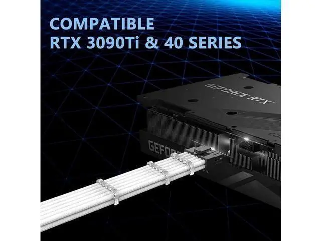 Alt view image 7 of 7 - RTX 4090 4080 4070TI 16Pin(12+4) to 4x8Pin PCI-E 5.0 Sleeved Extension Cable,12Pin to 4x8Pin Compatible 4090 4080 4070TI Series and RTX3090ti,14inch with Cable Combs (16AWG/White)
