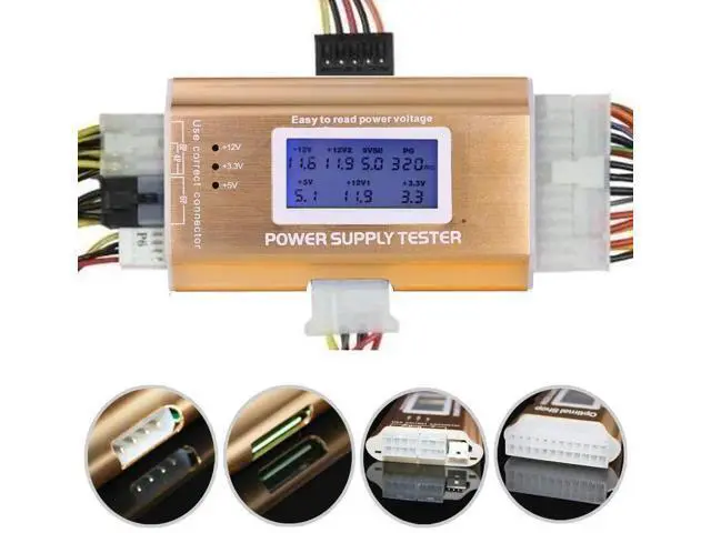 Alt view image 4 of 6 - Aomoproing 20+4 Pin LCD Computer Power Supply Tester for SATA IDE HDD ATX ITX BYI Connectors-Golden