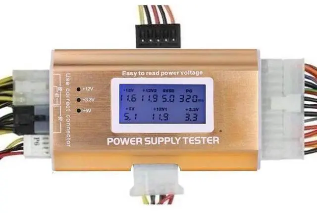 Main image of Aomoproing 20+4 Pin LCD Computer Power Supply Tester for SATA IDE HDD ATX ITX BYI Connectors-Golden