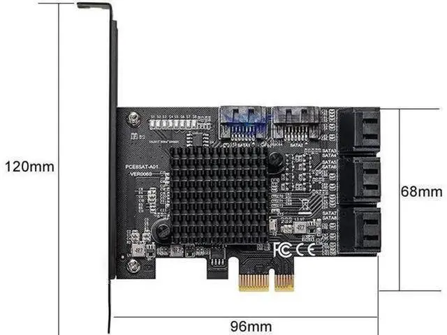 Alt view image 5 of 7 - PCIe to 8 Port SATA Expansion Card SATA3 3 6Gb HDD SSD Adapter PCI E Express X1 Controller Extension Riser for Mining