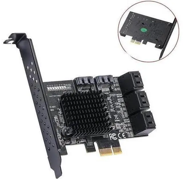 Alt view image 3 of 7 - PCIe to 8 Port SATA Expansion Card SATA3 3 6Gb HDD SSD Adapter PCI E Express X1 Controller Extension Riser for Mining