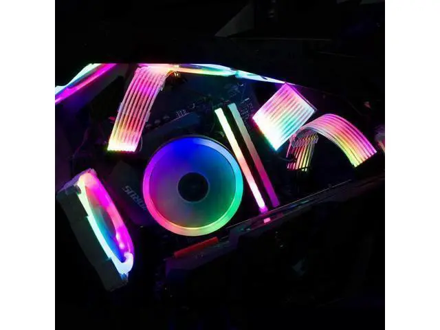 Alt view image 3 of 7 - 2 x 8 Pin(6+2) Addressable RGB GPU Power Extension Cable Triple 8 Pins